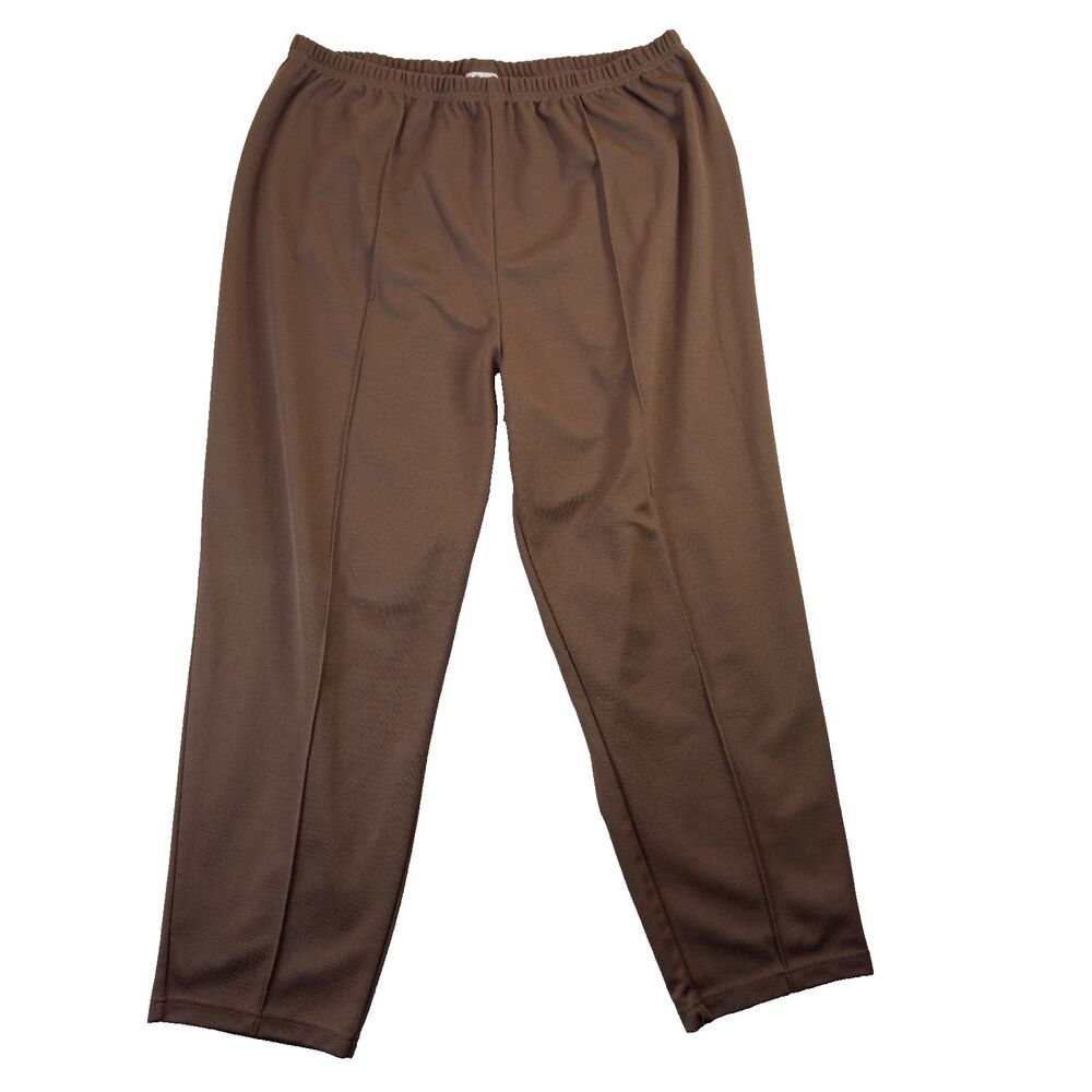Only Necessities Pants Womens 26W Brown Pull On Polyester Elastic Waist Comfort